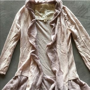 2 Tone Pink Anthropologie Open Ruffled Cardigan